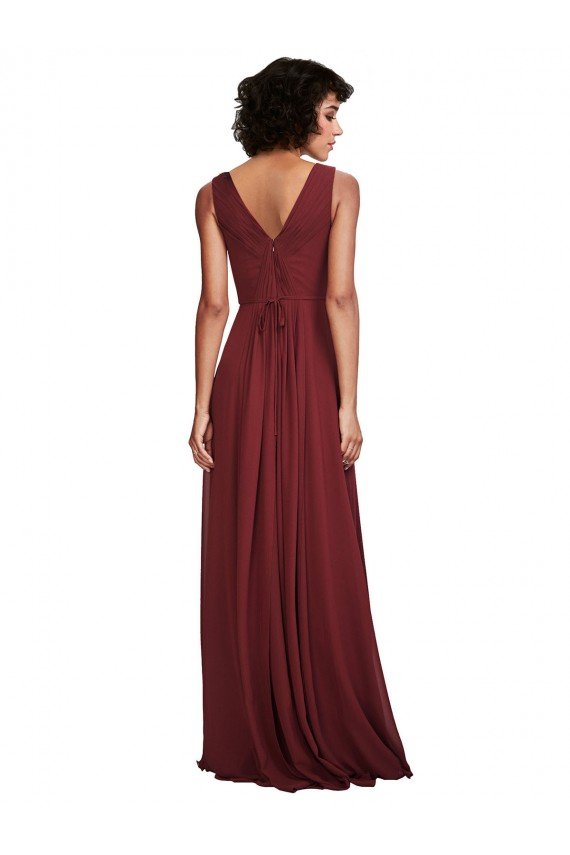 Sleeveless V-Neck Pleated Chiffon Bridesmaid Dress Essex