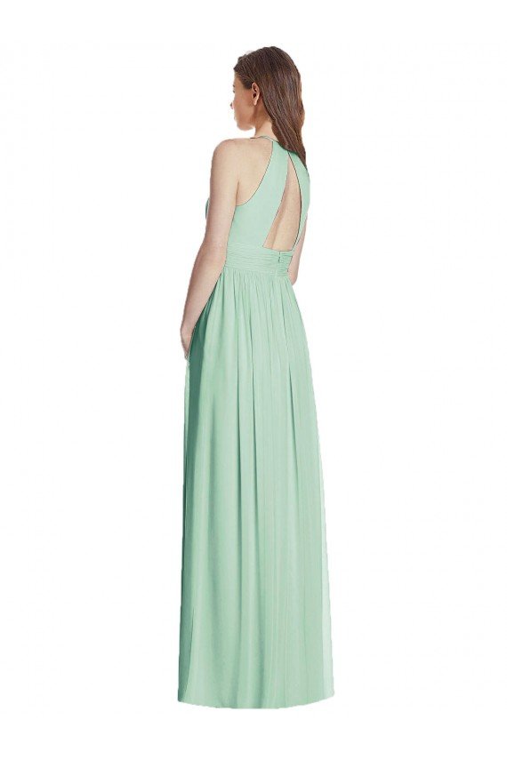 Cutout Open Back Shirred Halter Maxi Bridesmaid Dress Essex