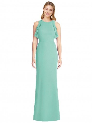 Jewel Neck Mermaid Open Back Chiffon Bridesmaid Dress Essex