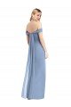 Full Length Draped Off the Shoulder Maxi Bridesmaid Dress with Shirred Streamer Essex