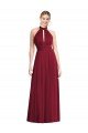 High-Neck Open Back Shirred Halter Maxi Bridesmaid Dress Essex
