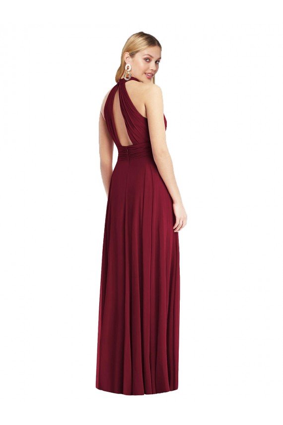 High-Neck Open Back Shirred Halter Maxi Bridesmaid Dress Essex
