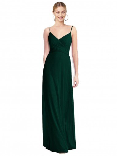 Wide V-Neck Long Spaghetti Strap Chiffon Bridesmaid Dress Essex