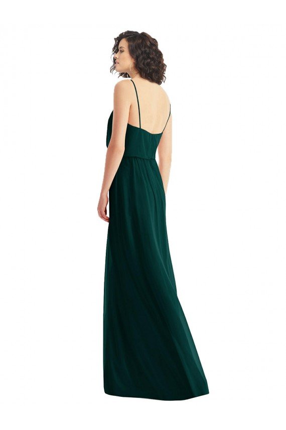 V-Neck Blouson Bodice Chiffon Maxi Bridesmaid Dress Essex