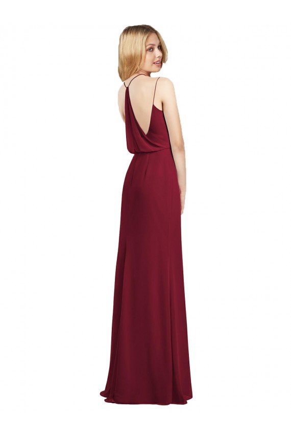 Full Length Draped Blouson Back Chiffon Maxi Bridesmaid Dress Essex
