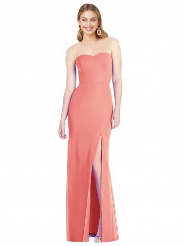 Strapless Chiffon Trumpet Bridesmaid Dress with Front Slit Essex