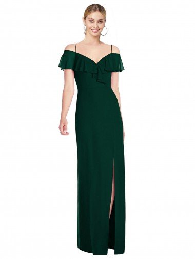 Ruffled Cold-Shoulder Maxi Chiffon Bridesmaid Dress Essex