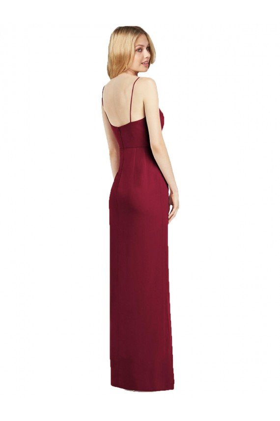 Spaghetti Strap Draped Skirt Chiffon Bridesmaid Dress with Front Slit Essex