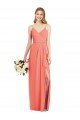 Spaghetti Strap Draped Skirt Chiffon Bridesmaid Dress with Front Slit Essex