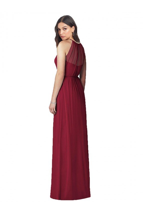 Halter Neck Full-Length Shirred Chiffon Bridesmaid Dress Essex