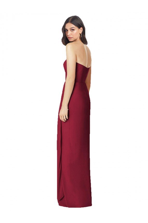 Side Front Slit Draped Strapless Chiffon Bridesmaid Dress Essex