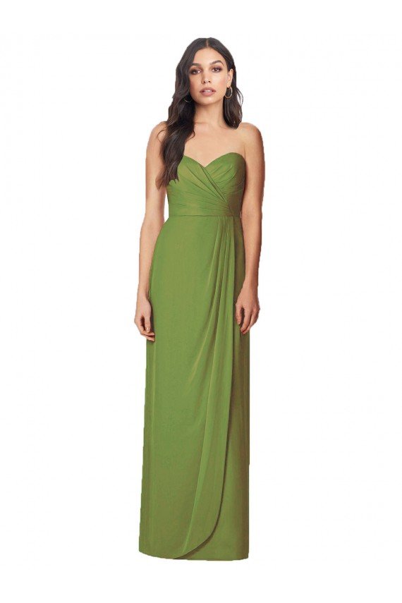 Side Front Slit Draped Strapless Chiffon Bridesmaid Dress Essex