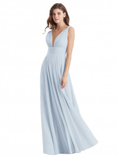 Plunge Deep V-Neckline Low Back Chiffon Bridesmaid Ress Essex
