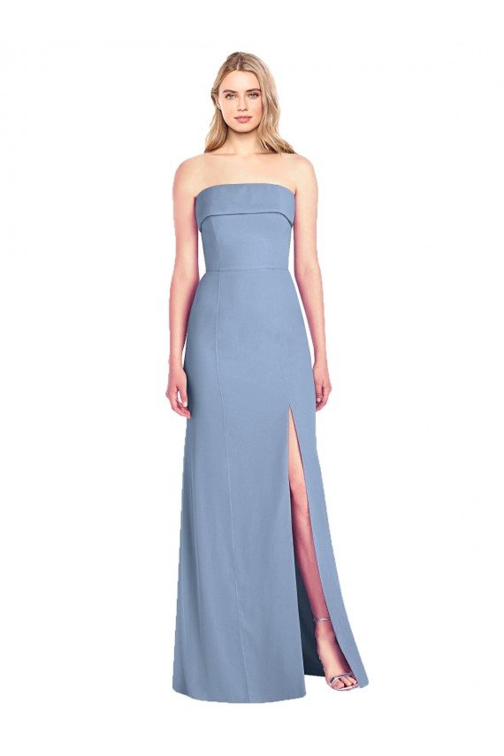 Trumpet Full Length Strapless Chiffon Bridesmaid Dress with Slit Essex