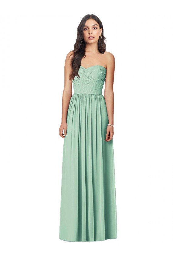 Draped Sweetheart Strapless Long Chiffon Bridesmaid Dress Essex