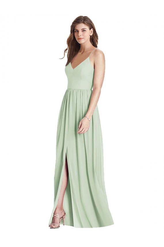 Criss Cross Strap Backless Maxi Long Chiffon Bridesmaid Dress Essex