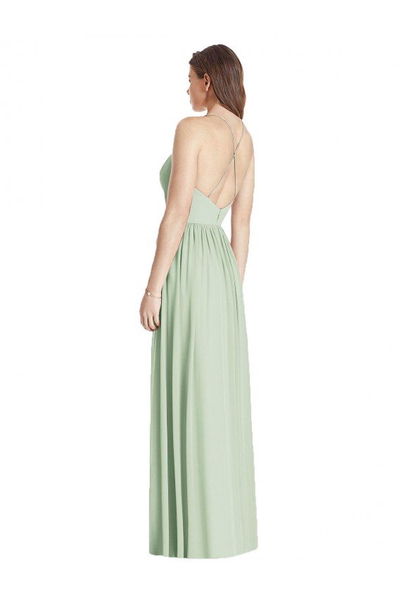Criss Cross Strap Backless Maxi Long Chiffon Bridesmaid Dress Essex