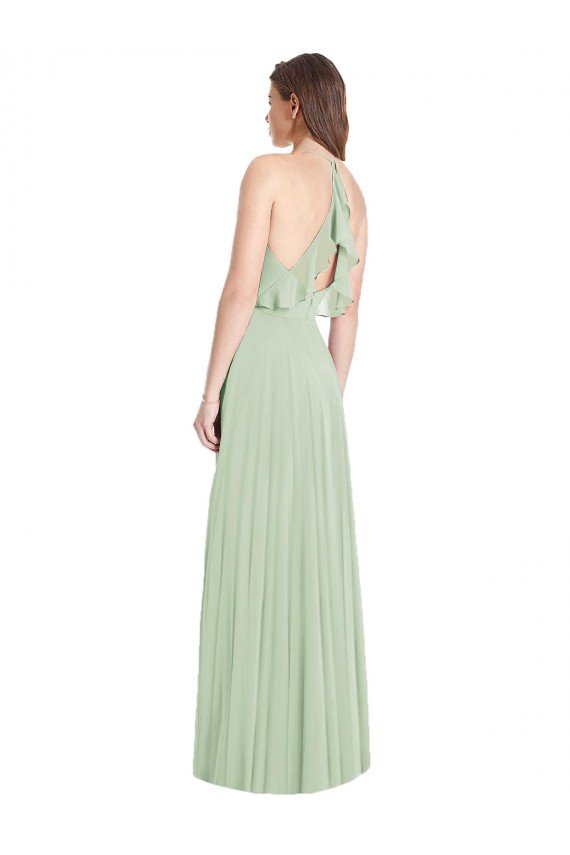 Ruffled Strap Cutout Wrap Maxi Chiffon Bridesmaid Dress Essex