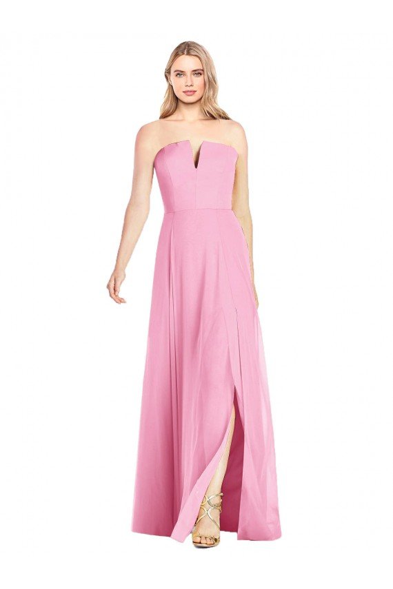 Strapless Notch Chiffon Maxi Bridesmaid Dress Essex