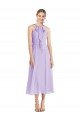 Midi Length Halter Plunging V-Back Chiffon Bridesmaid Dress / Cocktail Dress Essex