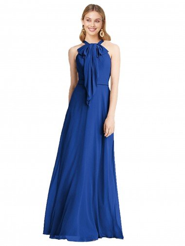 Plunging V-Back Long Full Length Chiffon Bridesmaid Dress Essex
