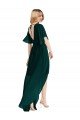 Plunging V Back Flutter Sleeves Cocktail Length Chiffon Bridesmaid Dress Essex