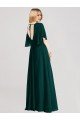 Full-Length Flutter Sleeves Plunging V Back Chiffon Bridesmaid Dress Essex