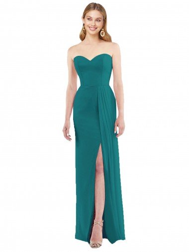 Sweetheart Neckline Lux Chiffon Bridesmaid Dress with Side Slit Essex