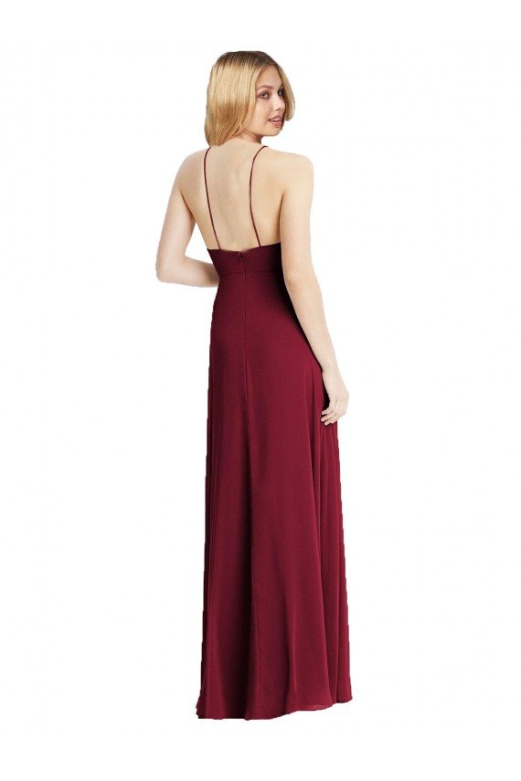 High-Neck Maxi Bridesmaid Dress with Front Slit Essex