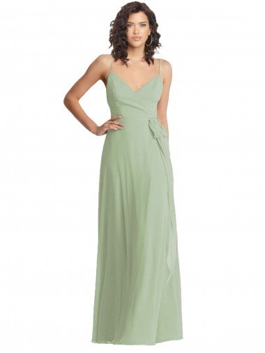 V-Neck Low Back Maxi Formal Wrap Chiffon Bridesmaid Dress Essex