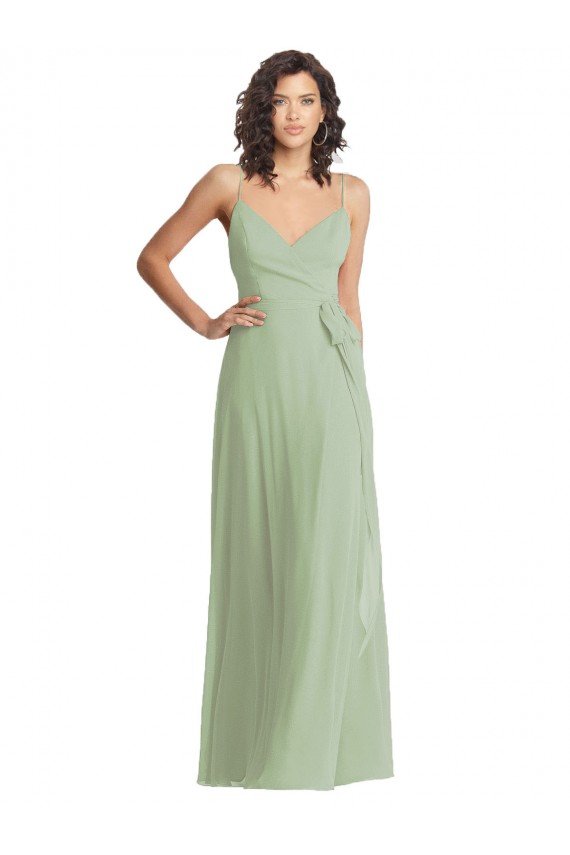 V-Neck Low Back Maxi Formal Wrap Chiffon Bridesmaid Dress Essex