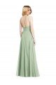 Sleek Spaghetti Straps Low Back Square Neck Maxi Formal Chiffon Bridesmaid Dress Essex