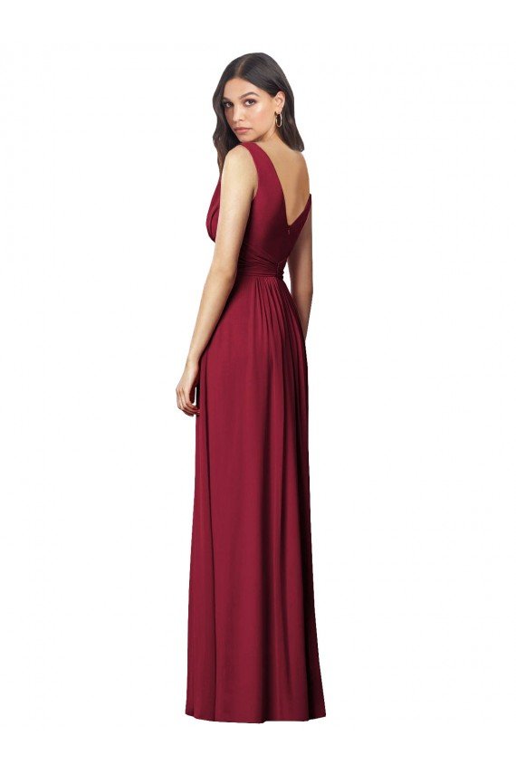 Draped V-Neck Shirred Chiffon Maxi Bridesmaid Dress Essex