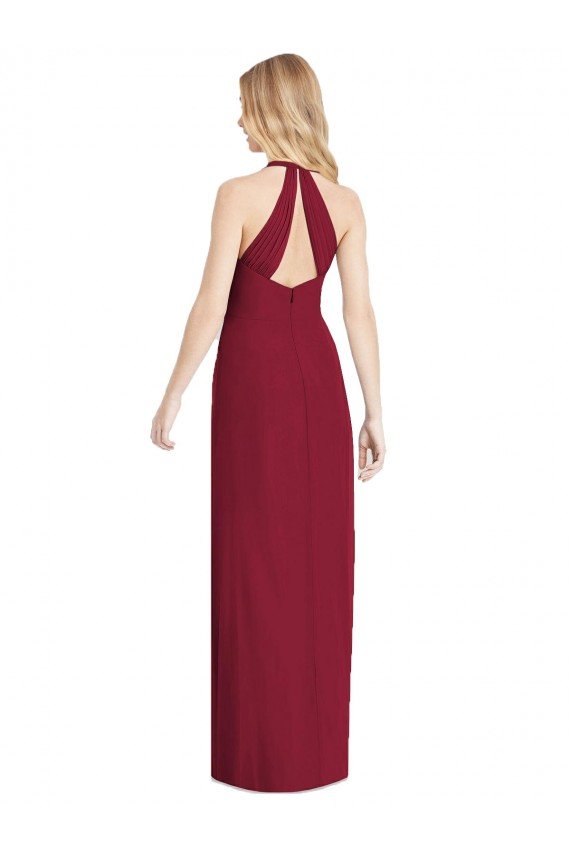 V-Neck Halter Chiffon Maxi Formal Bridesmaid Dress Open Back Essex