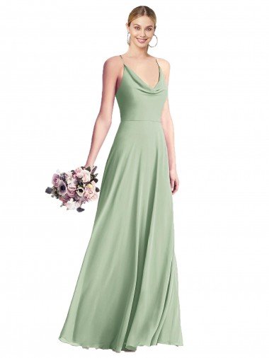 Cowl Neck Criss Cross Back Chiffon Maxi Bridesmaid Dress Essex