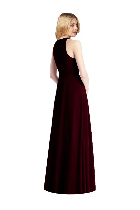 Sleeveless Halter Chiffon Maxi Bridesmaid Dress Essex