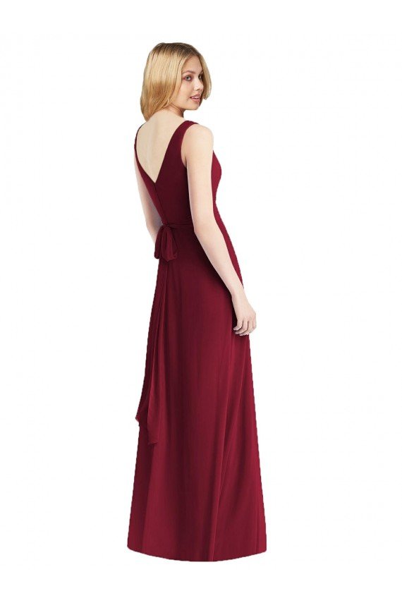 Sleeveless V-Neck Chiffon Wrap Bridesmaid Dress Essex