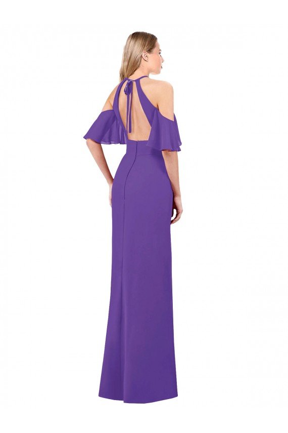 Slim A-Line Chiffon Bridesmaid Dress with Off The Shoulder Ruffle Sleeves Essex