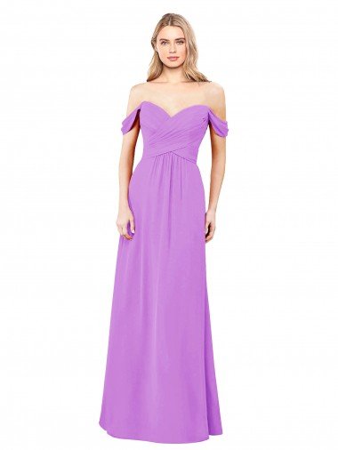 Off The Shoulder Draped Sleeves A-Line Chiffon Bridesmaid Dress Essex