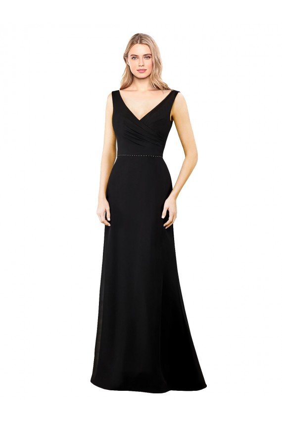V-Neckline Chiffon Bridesmaid Dress / Prom Dress with Draped Bodice Essex