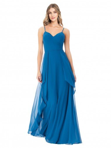 Simple Sweetheart Chiffon Bridesmaid Dress with Cascading Overlay Essex