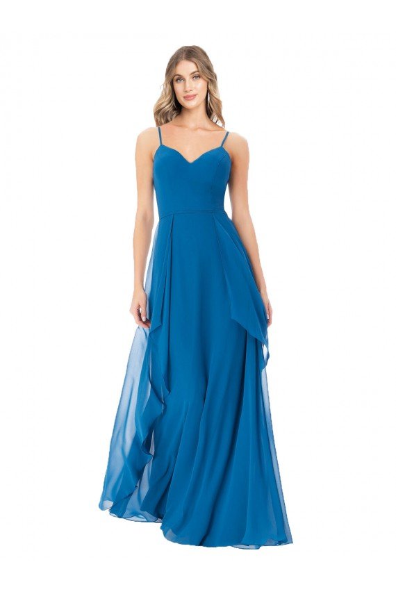 Simple Sweetheart Chiffon Bridesmaid Dress with Cascading Overlay Essex