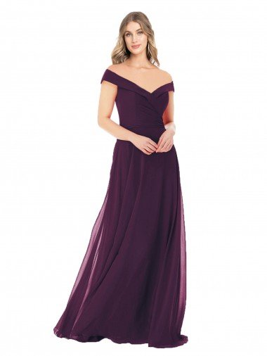 Classic Off the Shoulder Draped Chiffon Bridesmaid Dress Essex