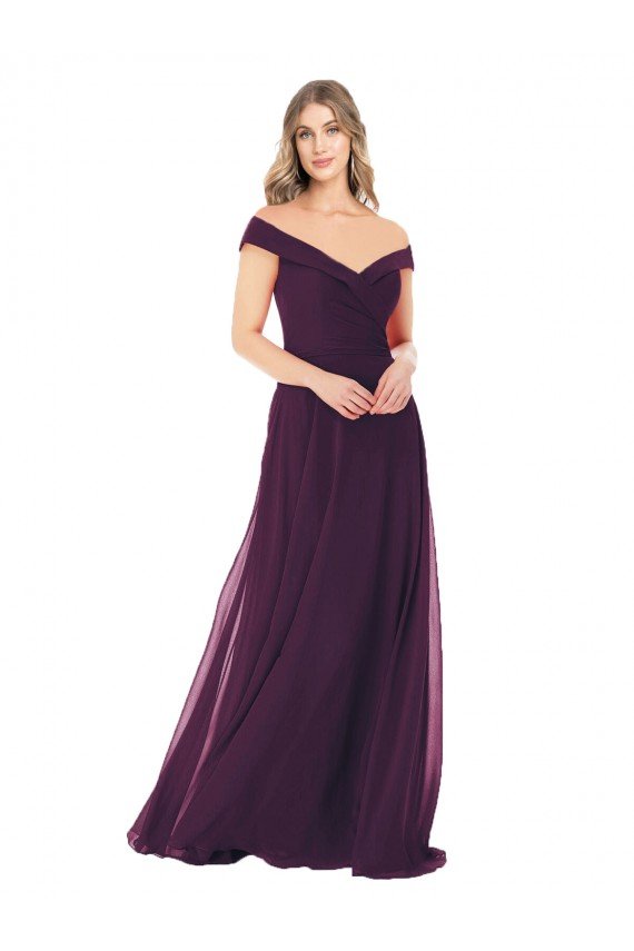 Classic Off the Shoulder Draped Chiffon Bridesmaid Dress Essex