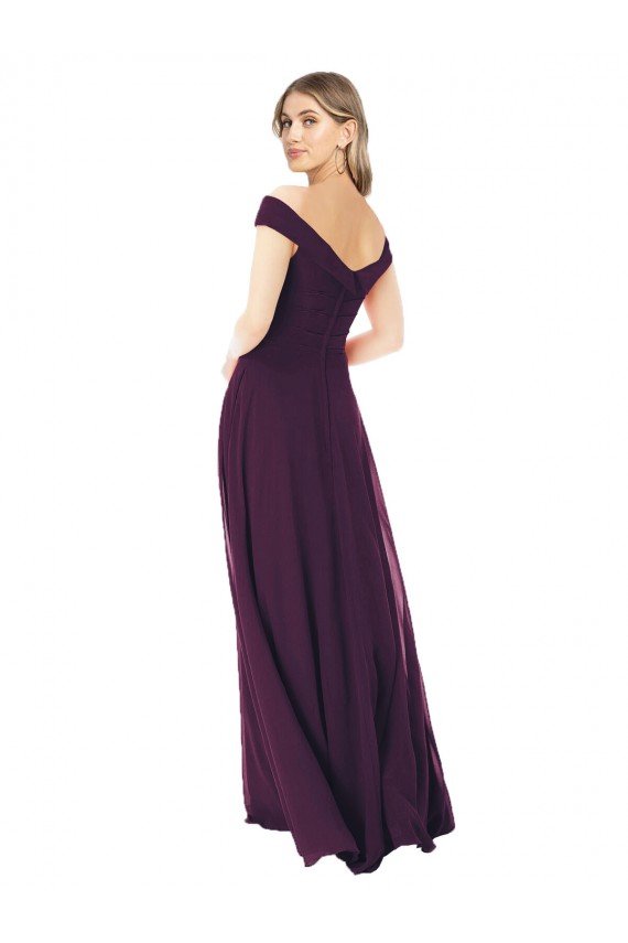 Classic Off the Shoulder Draped Chiffon Bridesmaid Dress Essex