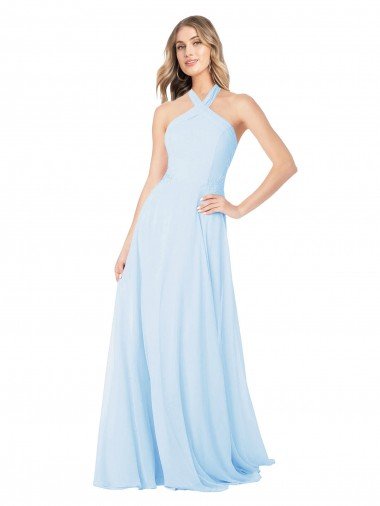 Criss Cross High Neck Halter Chiffon Bridesmaid Dress Essex