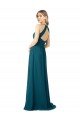 Draped High Neck Keyhole Back Bridesmaid Dress with Front Slit Essex