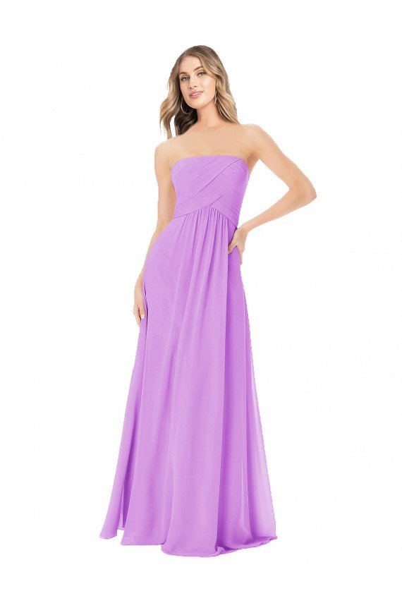 Draped Strapless Floor Length Chiffon Bridesmaid Dress Essex