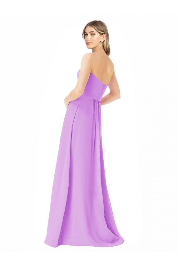 Draped Strapless Floor Length Chiffon Bridesmaid Dress Essex