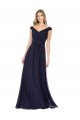 Off the Shoulder Classic Chiffon Bridesmaid Dress with Draped Bodice Essex